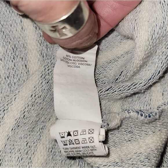 LUCKY BRAND Women's Striped French Terry Hooded Poncho Zip-up Jacket Top  M - Picture 14 of 14